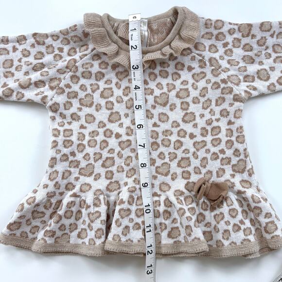Mayoral Cheetah Print Long Sleeve Sweater Baby Girl Size 12 Months Ruffle Bow - Picture 10 of 10